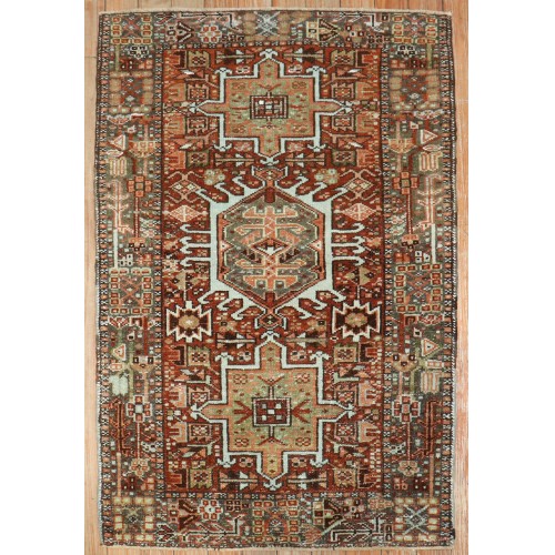 Rustic Persian Heriz Mini Rug No. j3770