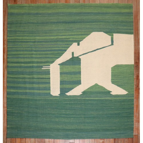 Half Elephant Green Persian Kilim No. j3779