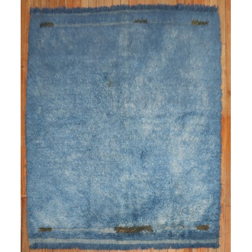 Blue Square Minimalist Turkish Tulu Rug No. j3792