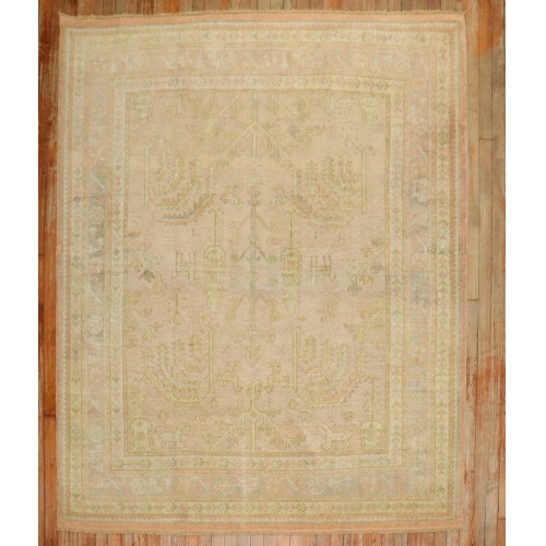 Pink Square Antique Oushak Rug No. j3818