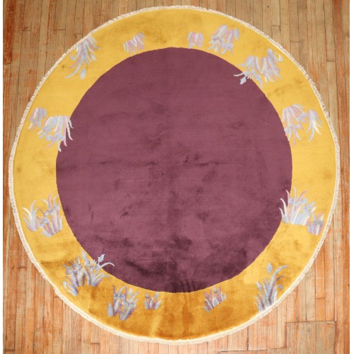 Round Nepalese Deco Vintage Rug No. j3821