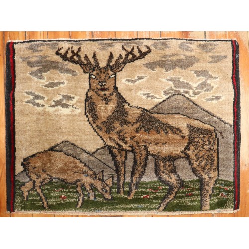 Reindeer Turkish Anatolian Mini Rug No. j3835