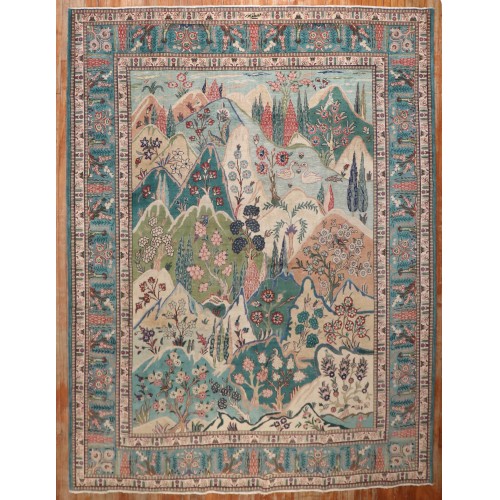 Landscape Persian Tabriz Rug No. j3839