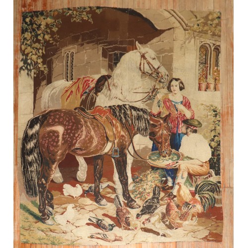 Horse Scene English Needlepoint No. j3856