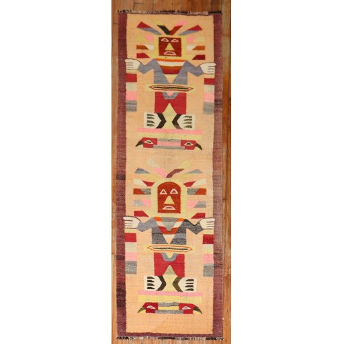 Pictorial Buddhist North African Kilim Runner No. j3868