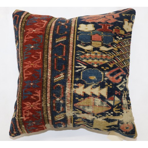 Blue Antique Caucasian Rug Pillow No. j3963a