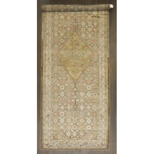 Camel Soft Green Corridor Size Persian Serab Rug No. j4451