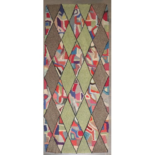 Dazzling American Hooked Green Rug No. j4544