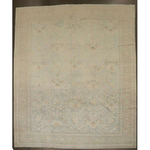 Antique Light Blue Apricot Green Tabriz Rug No. j4558