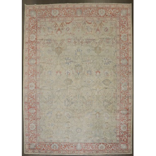 Antique Persian Sea Foam Tabriz Carpet No. j4579