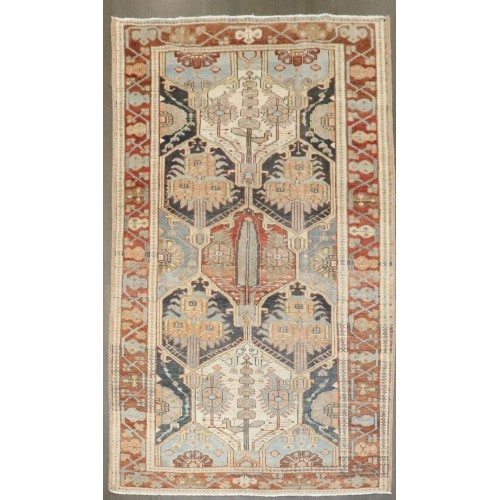 Geometric Antique Persian Bakhtiari Accent Rug No. j4636