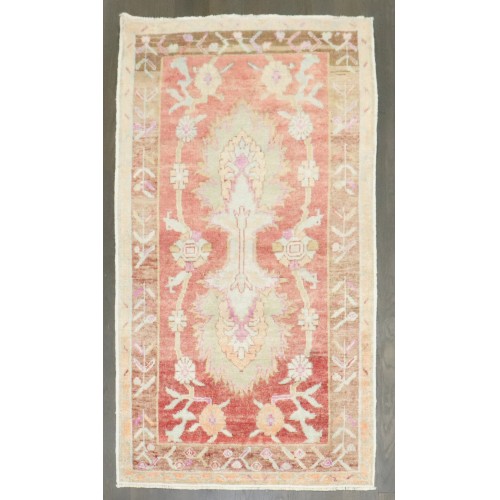 Small Red Vintage Turkish Oushak Rug No. j4689