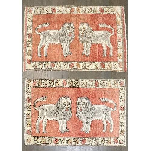 Pair of Lion Turkish Small Mats No. j4706 