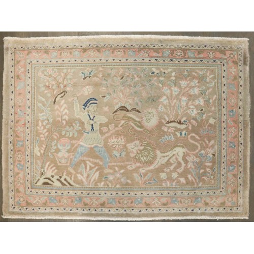 Hunting Scene Vintage Persian Kashan No. j4722