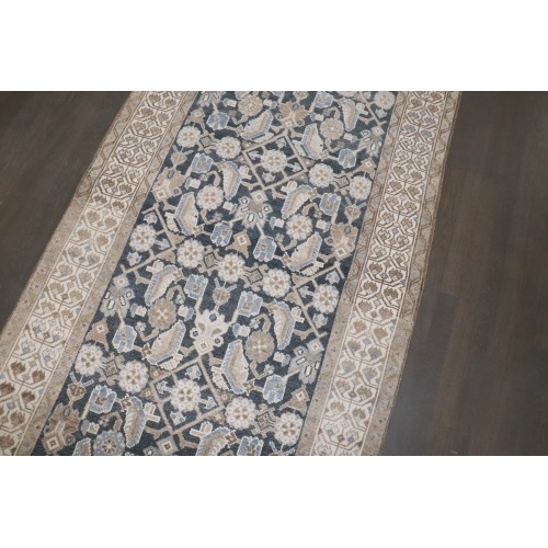 Blue Gray Vintage Persian Hamedan Runner No. j4755