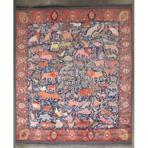 Crazy Animal Motif South Persian Pictorial Rug No. j4766