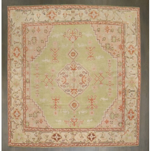 Green Square Antique Oushak Rug No. j4781