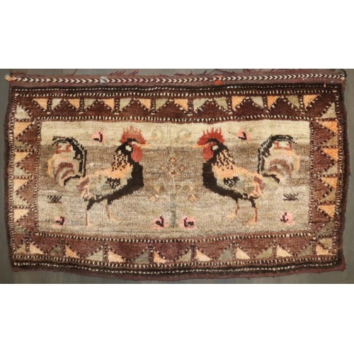 Vintage Turkish Kars Rooster Rug No. j4808