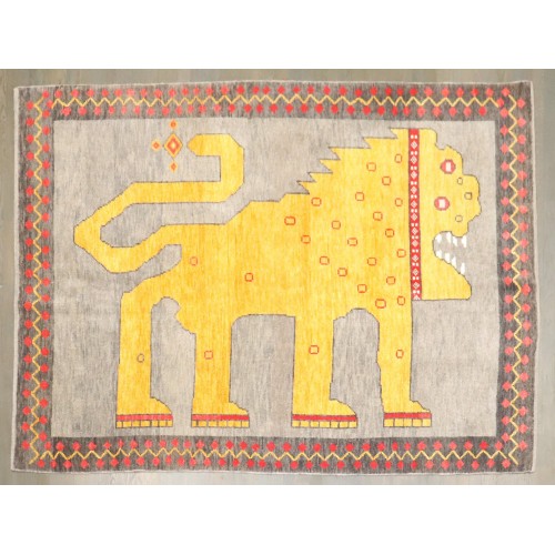 Vintage Inspired Turkish Lion Motif Rug No. j4851