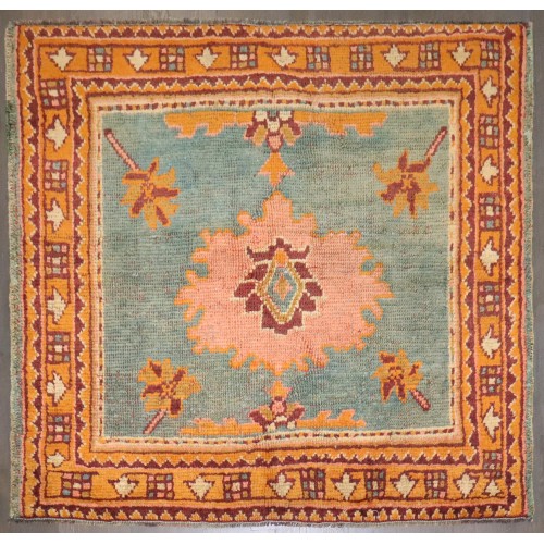 Blue Orange Old Square Oushak Rug No. j4933