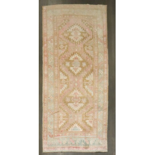 Pale Pink Green Vintage Karabagh Gallery Size Runner No. j4954