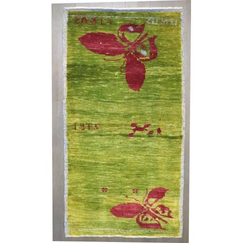 Green Turkish Anatolian Butterfly Rug dated 1975 No. j4972