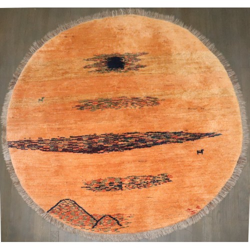 Orange Round Persian Gabbeh Contemporary Rug No. j4992