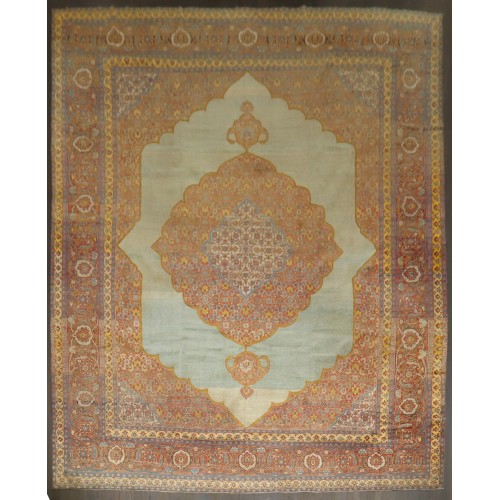 Stunning Blue Antique Tabriz Carpet No. j5024