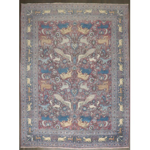 Animal Motif Persian Meshed early 20th Century Rug No. j5036