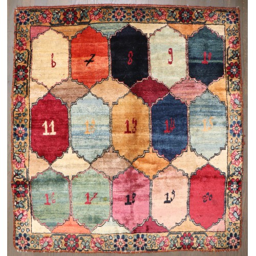 Antique Square Persian Numerical Kerman Rug No. j5039