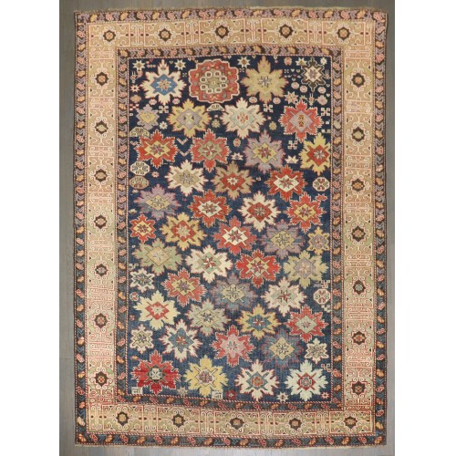 19th Century Snowflake Kuba Worn Rug No. j5040