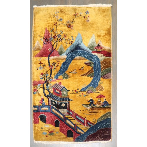 Art Deco Chinese Yellow Rug No. j5102
