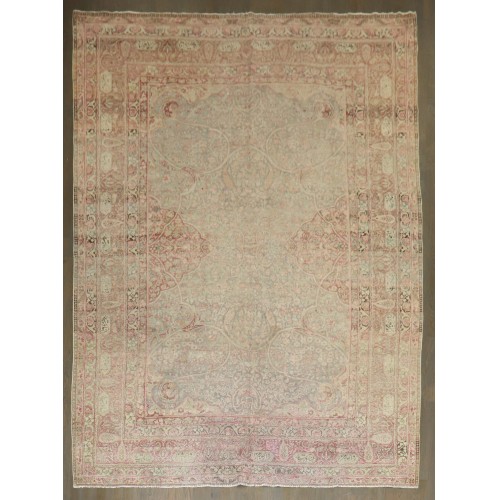 Worn Persian Kerman Poem Border Rug No. j5110