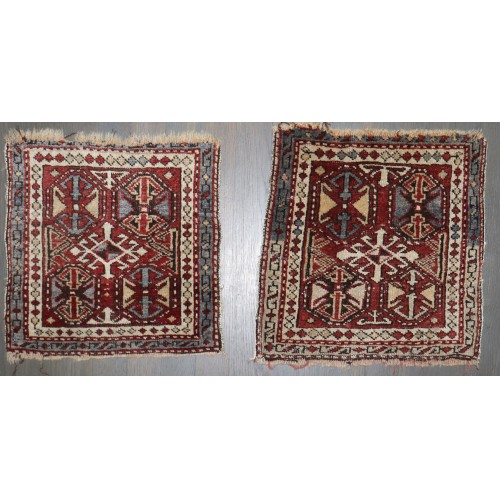 Pair Of Antique Caucasian 19th Century Mini Rugs No. j5123