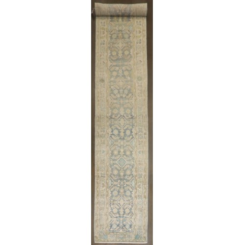 Long Hamedan Sky Blue Chartreuse Runner No. j5211