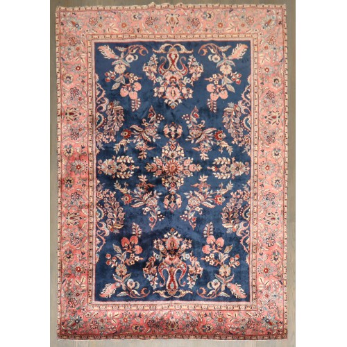 Navy Sarouk Floral Accent Rug No. j5217