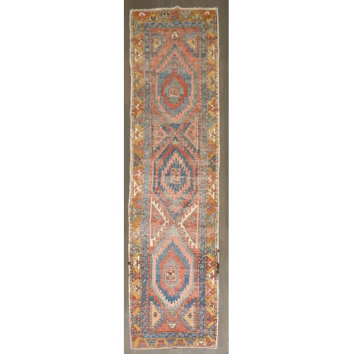 Narrow Worn Persian Heriz Runner No. j5253