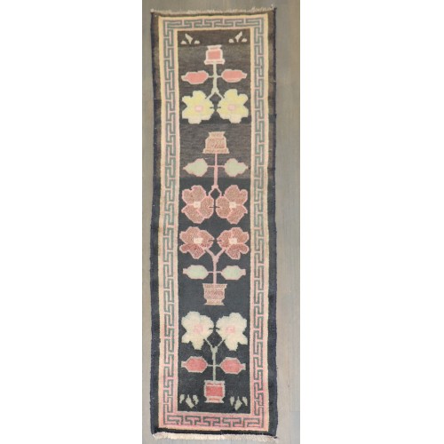 Narrow Small Vintage Tibetan Floral Runner No. j5293