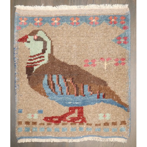 Vintage Turkish Bird Rug No. j5301