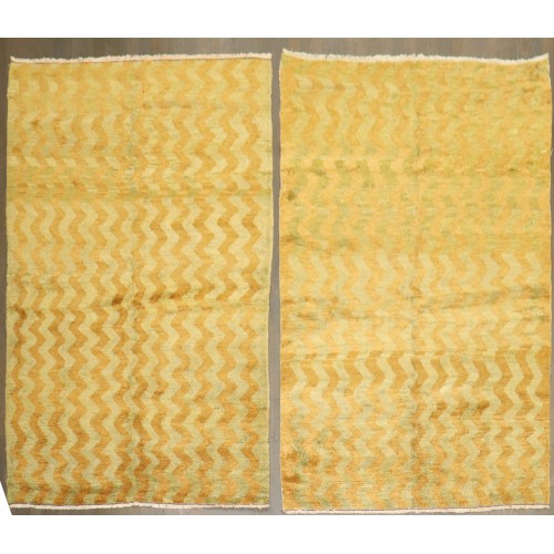 Pair of Yellow Vintage Turkish Tulu Chevron Rugs No. j5313