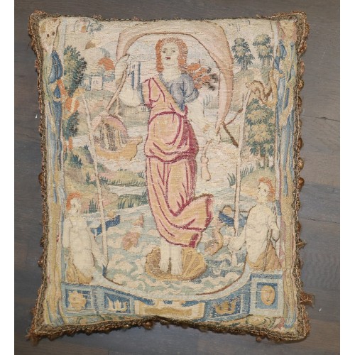 17th Century Flemish Tapestry Fragment Pillow Depicting the Birth of Venus No. j5339