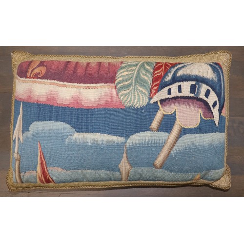 17th Century French Aubusson Tapestry Pillow with Gold Silk No. j5343