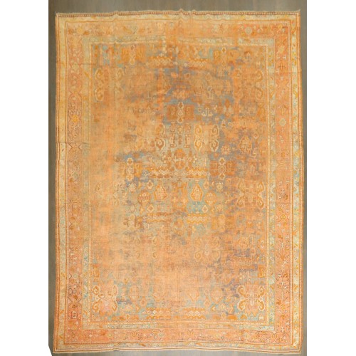 Worn Late 19th Century Turkish Oushak Rug No. j5363