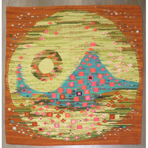Mid-Century Modern European Abstract Space-Age Tapestry Kilim No. j5373