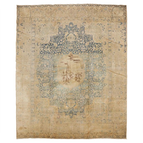 Light Blue Persian Kerman Pictorial Rug No. 8258