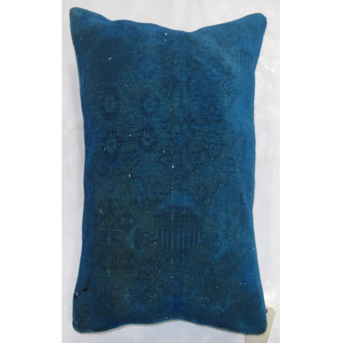 Bright Blue Large Overdye Turkish Rug Pillow No. p3213