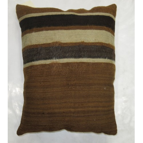 Brown Striped Turkish Mohair Large Rug Pillow No. p3362