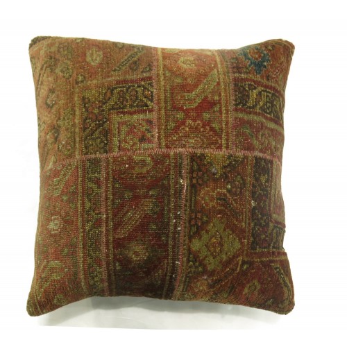 Rustic Persian Patchwork Rug Pillow No. p3996