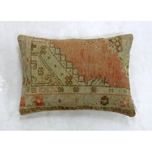 Peach Vintage Oushak Rug Pillow No. p4169