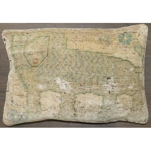 Vintage Turkish Animal Pictorial Rug Pillow No. p5130